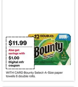 CVS Bounty Select-A-Size paper towels 6 double offer
