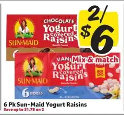Winn Dixie 6 Pk Sun-Maid Yogurt Raisins offer