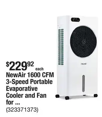 The Home Depot NewAir 1600 CFM 3-Speed Portable Evaporative Cooler and Fan for 1076 sq. ft offer