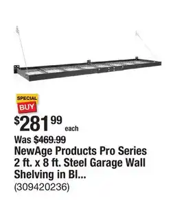 The Home Depot NewAge Products Pro Series 2 ft. x 8 ft. Steel Garage Wall Shelving in Black (2-Pack) offer
