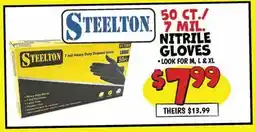 Ollie's STEELTON 50 CT./ 7 MIL. NITRILE GLOVES offer