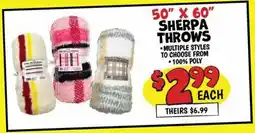 Ollie's 50 x 60 SHERPA THROWS offer