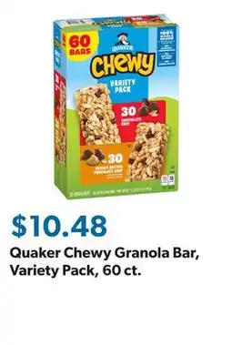 Sam's Club Quaker Chewy Granola Bar, Variety Pack, 60 ct offer