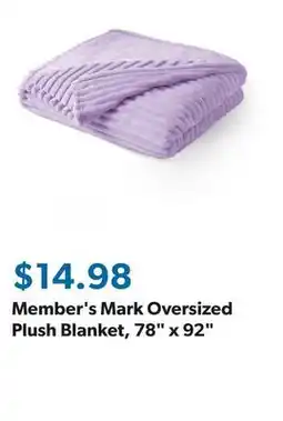 Sam's Club Member's Mark Oversized Plush Blanket, 78 x 92 offer
