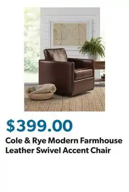 Sam's Club Cole & Rye Modern Farmhouse Leather Swivel Accent Chair offer