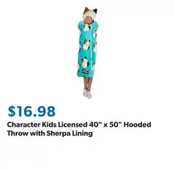Sam's Club Character Kids Licensed 40 x 50 Hooded Throw with Sherpa Lining offer