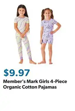 Sam's Club Member's Mark Girls 4-Piece Organic Cotton Pajamas offer