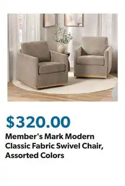 Sam's Club Member's Mark Modern Classic Fabric Swivel Chair, Assorted Colors offer