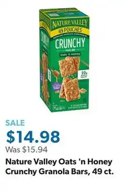 Sam's Club Nature Valley Oats 'n Honey Crunchy Granola Bars, 49 ct offer