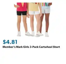 Sam's Club Member's Mark Girls 3-Pack Cartwheel Short offer