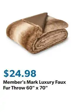 Sam's Club Member's Mark Luxury Faux Fur Throw 60 x 70 offer