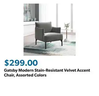 Sam's Club Gatsby Modern Stain-Resistant Velvet Accent Chair, Assorted Colors offer