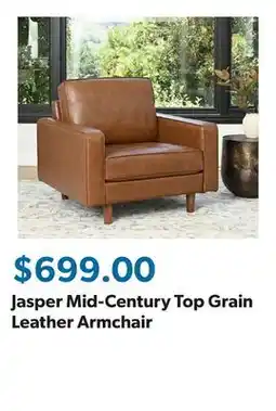 Sam's Club Jasper Mid-Century Top Grain Leather Armchair offer