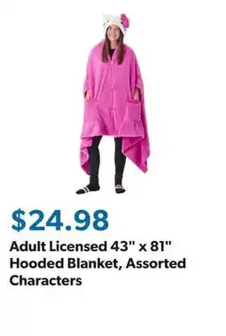 Sam's Club Adult Licensed 43 x 81 Hooded Blanket, Assorted Characters offer