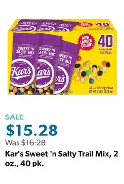 Sam's Club Kar's Sweet 'n Salty Trail Mix, 2 oz., 40 pk offer