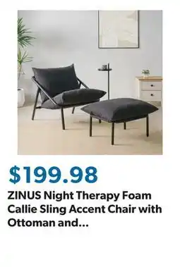 Sam's Club ZINUS Night Therapy Foam Callie Sling Accent Chair with Ottoman and Drink Table offer