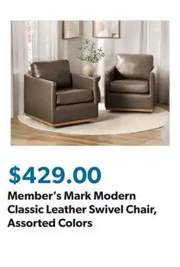 Sam's Club Member's Mark Modern Classic Leather Swivel Chair, Assorted Colors offer