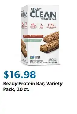 Sam's Club Ready Protein Bar, Variety Pack, 20 ct offer