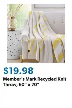 Sam's Club Member's Mark Recycled Knit Throw, 60 x 70 offer