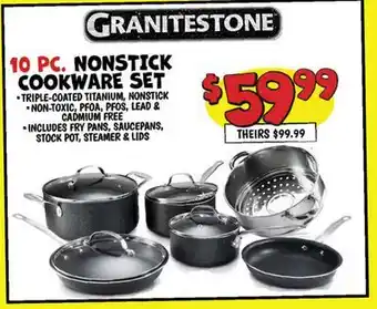 Ollie's GRANITESTONE 10 PC. NONSTICK COOKWARE SET offer