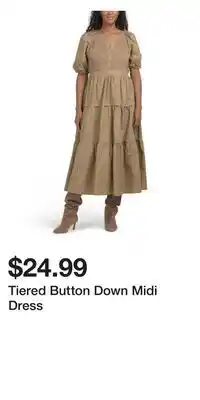 TJ Maxx Tiered Button Down Midi Dress offer