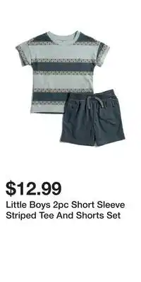 TJ Maxx Little Boys 2pc Short Sleeve Striped Tee And Shorts Set offer