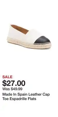 TJ Maxx Made In Spain Leather Cap Toe Espadrille Flats offer