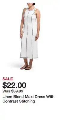 TJ Maxx Linen Blend Maxi Dress With Contrast Stitching offer