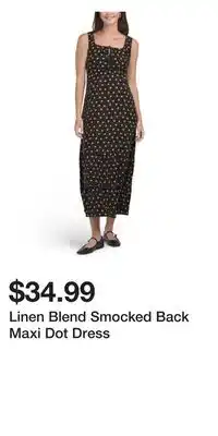 TJ Maxx Linen Blend Smocked Back Maxi Dot Dress offer