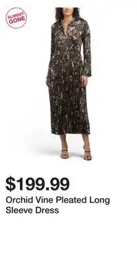 TJ Maxx Orchid Vine Pleated Long Sleeve Dress offer