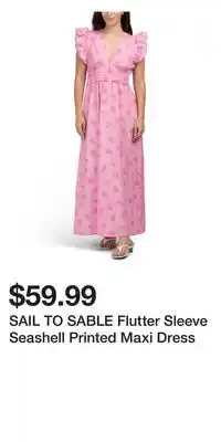 TJ Maxx SAIL TO SABLE Flutter Sleeve Seashell Printed Maxi Dress offer