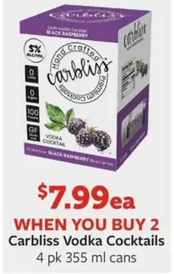Fareway Carbliss Vodka Cocktails offer