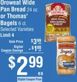 Smart & Final Oroweat Wide Pan Bread 2or Thomas' Bagels offer