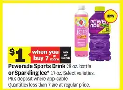 Meijer Powerade Sports Drink 28 oz. bottle or Sparkling Ice* 17 oz offer