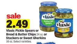 Meijer Vlasic Pickle Spears or Bread & Butter Chips 24 oz. or Stackers or Sweet Gherkins 16 oz offer