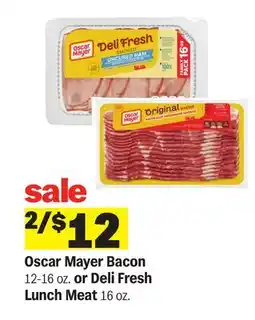Meijer Oscar Mayer Bacon 12-16 oz. or Deli Fresh Lunch Meat 16 oz offer