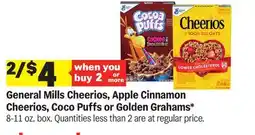 Meijer General Mills Cheerios, Apple Cinnamon Cheerios, Coco Puffs or Golden Grahams offer
