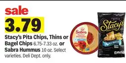 Meijer Stacy's Pita Chips, Thins or Bagel Chips 6.75-7.33 oz. or Sabra Hummus 10 oz offer