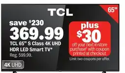 Meijer TCL 65 S Class 4K UHD HDR LED Smart TV offer