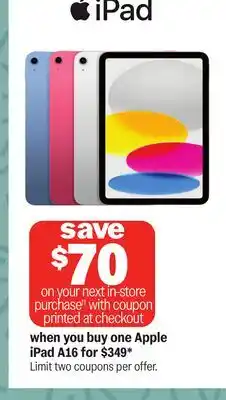 Meijer Apple iPad A16 offer