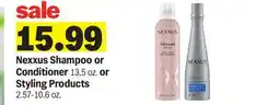 Meijer Nexxus Shampoo or Conditioner 13.5 oz. or Styling Products 2.57-10.6 oz offer