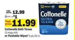 Meijer Cottonelle Bath Tissue 12 mega rolls or Flushable Wipes* 8 pk./42 ct offer