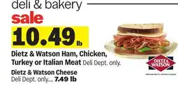 Meijer Dietz & Watson Ham, Chicken, Turkey or Italian Meat offer