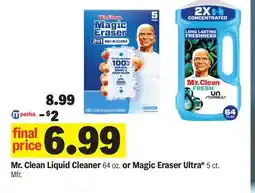 Meijer Mr. Clean Liquid Cleaner 64 oz. or Magic Eraser Ultra* 5 ct offer