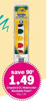 Meijer Crayola 8 Ct. Watercolor Washable Paint offer