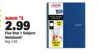 Meijer Five Star 1 Subject Notebook offer