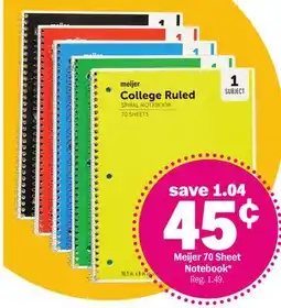 Meijer Meijer 70 Sheet Notebook offer