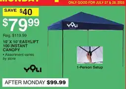 Dunham's Sports YOLI 10' X 10' EASYLIFT 100 INSTANT CANOPY offer