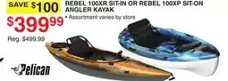 Dunham's Sports PELICAN REBEL 100XR SIT-IN OR REBEL 100XP SIT-ON ANGLER KAYAK offer