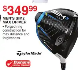 Dunham's Sports TAYLOR MADE MEN'S SIM2 MAX DRIVER offer